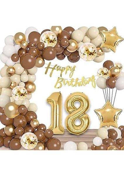 Lüks Kahverengi 18 Yaş Balon Seti