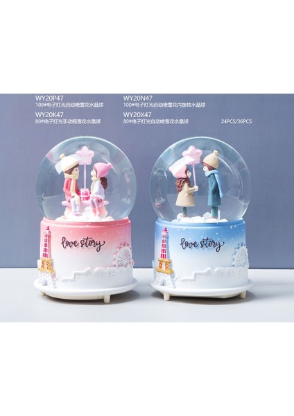 Romantik Aşıklar Işıklı Müzikli Püskürtmeli Büyük Boy Kar Küresi fiyatları