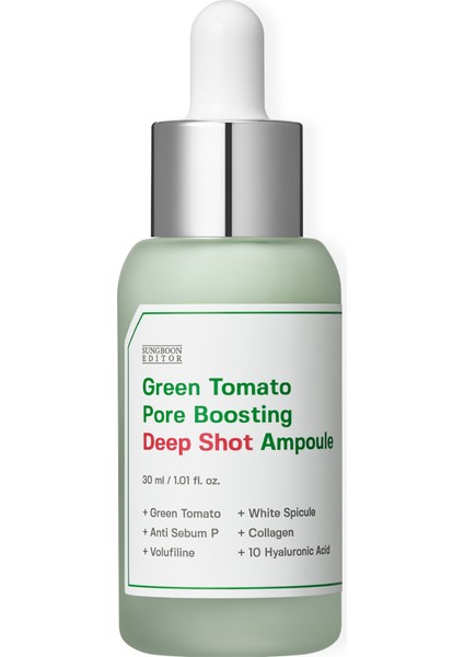 Sungboon Green Tomato Pore Boosting Deep Shot Ampoule / Yeşil Domates Içeren Gözenek Sıkılaştırıcı