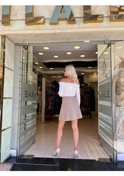 Straplez Yaka Çiçek Detaylı Triko modelleri