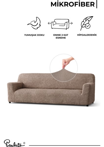 Lastikli Esnek ve Yıkanabilir Piliseli Kakao 4 Kişilik Koltuk Örtüsü indirimleri