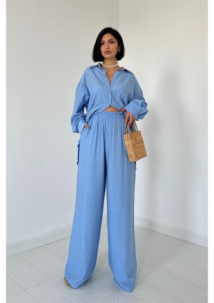 Mavi Alice Gömlek ve Bol Kesim Pantolon Takım indirimleri