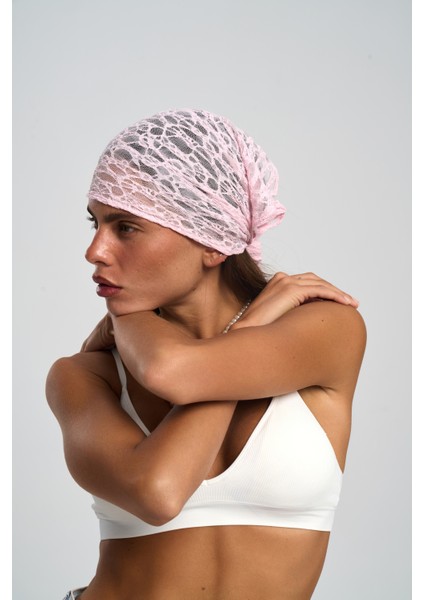 Miray Üçgen Kesim Pembe Dantel Bandana fiyatları
