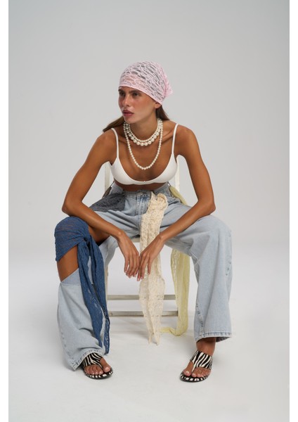Miray Üçgen Kesim Pembe Dantel Bandana fırsatları