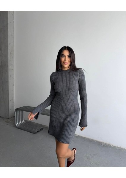 Kışlık Fitilli Triko Elbise