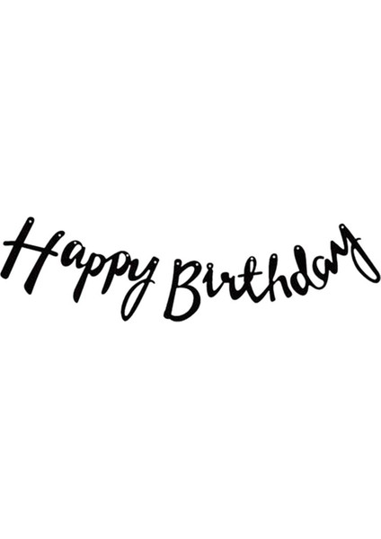 Happy Birthday Kaligrafi Siyah Banner fiyatları