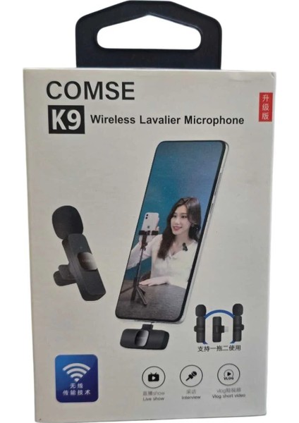K9 Iphone ve Type-C Uyumlu Kablosuz Yaka Mikrofonu Tak Çalıştır Çiftli Yaka Mikrofonu fırsatları