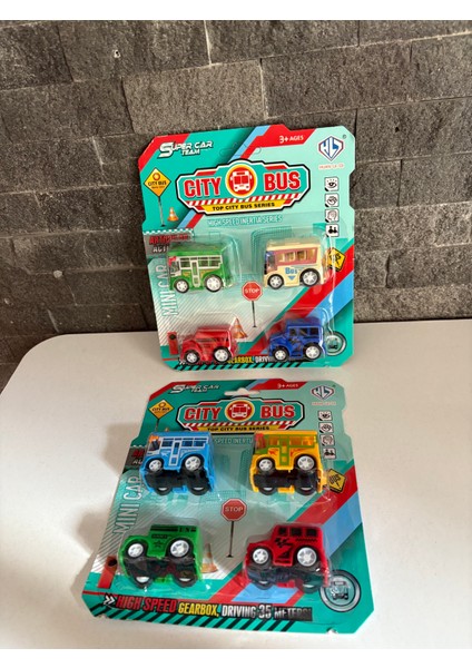 4lü Mini Renkli Plastik Oyuncak Araba modelleri