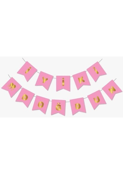 Pembe Gold Iyi Ki Doğdun Yaldızlı Banner