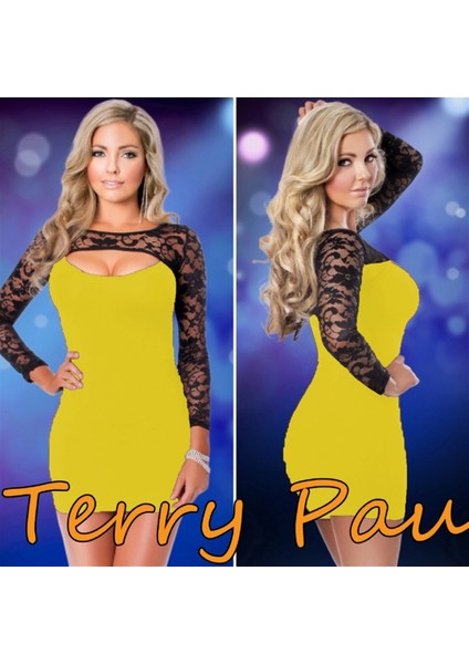 B101169 Dantel Detaylı Elbise