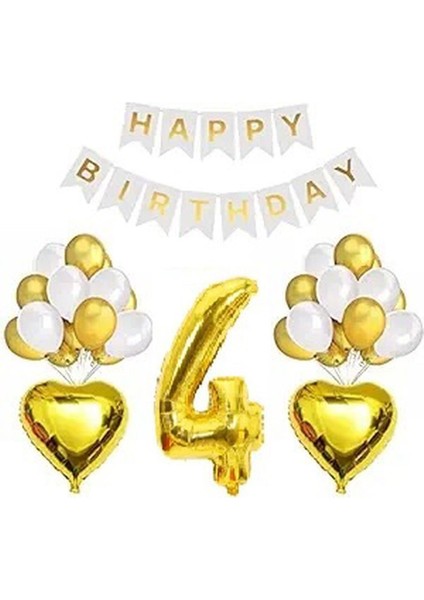 Gold Beyaz Doğum Günü Balon Seti