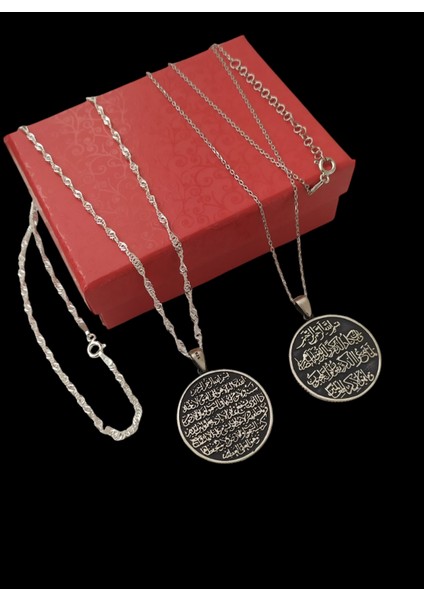 925 Ayar Gümüş Ayetel Kürsi dualı ve Nazar dualı Kolye