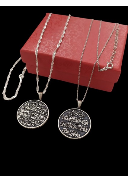 925 Ayar Gümüş Ayetel Kürsi dualı ve Nazar dualı Kolye fiyatları