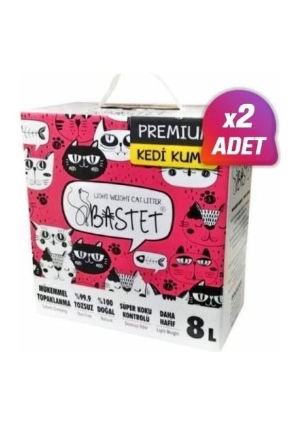 Topaklanan Premium Doğal Kedi Kumu 8 Litre x 2 Adet