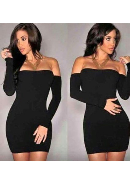 B101190 Eldivenli Straplez Mini Elbise