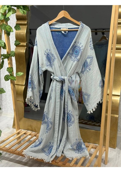 Müslin Kimono %100 Pamuklu Göz Desenli Jakarlı Bornoz Kaftan Sabahlık fiyatları