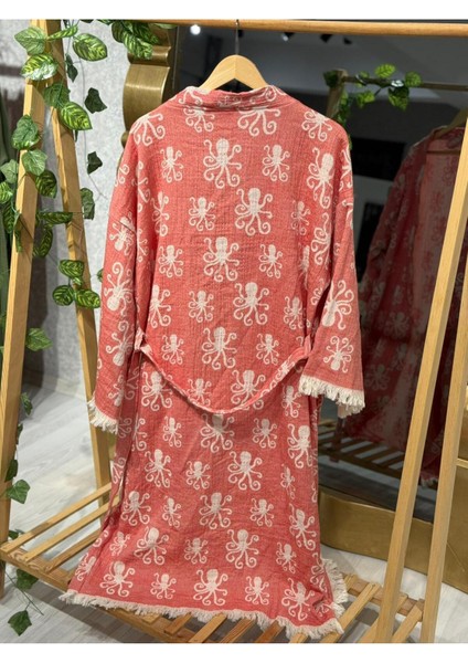 Müslin Kimono %100 Pamuklu Ahtapot Desenli Bornoz Kaftan Sabahlık modelleri
