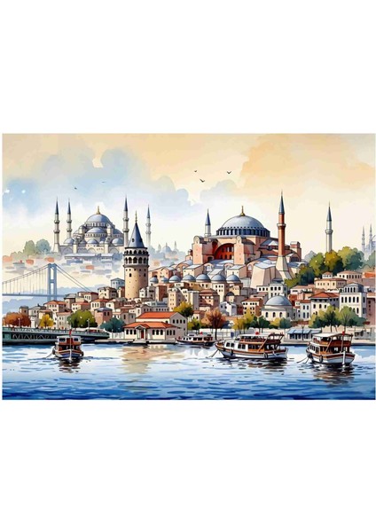 Galatakulesi Ayasofya Sultanahmet Istanbul 1000, 500 ,255 ,120 Parça Seçenekli Parça Ahşap (Mdf) Puzzle Yapboz
