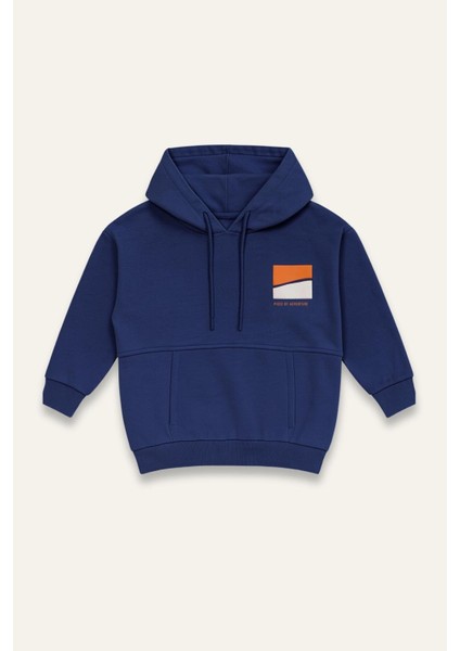 Erkek Çocuk Kapşonlu Kanguru Cepli Sweatshirt - Lacivert