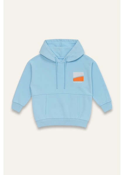 Erkek Çocuk Kapşonlu Kanguru Cepli Sweatshirt - Mavi