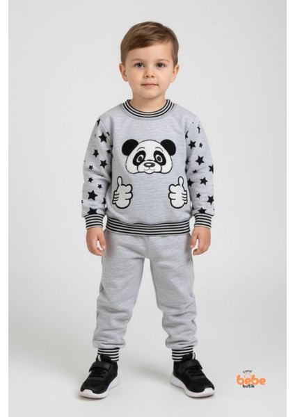Panda Desenli Çocuk Eşofman & Pijama Takımı Erkek Çocuk Rahat Günlük ve Uyku Giyim