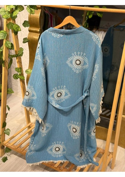 Müslin Kimono %100 Pamuklu Göz Desenli Jakarlı Bornoz Kaftan Sabahlık modelleri