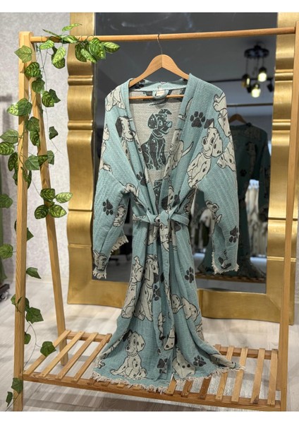Müslin Kimono %100 Pamuklu Dalmaçyalı Desenli Jakarlı Bornoz Kaftan Sabahlık fiyatları