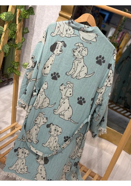 Müslin Kimono %100 Pamuklu Dalmaçyalı Desenli Jakarlı Bornoz Kaftan Sabahlık indirimleri