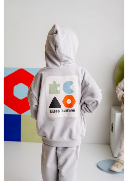 Erkek Çocuk Kapşonlu Kanguru Cepli Sweatshirt - Gri modelleri