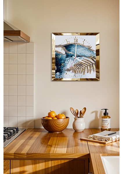 Gold Çerçeveli Doğanın Ritimleri Temalı Dekoratif Mdf Duvar Saati fiyatları