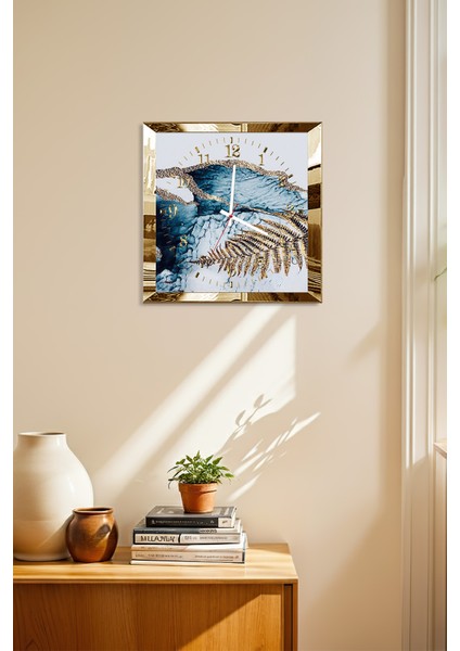 Gold Çerçeveli Doğanın Ritimleri Temalı Dekoratif Mdf Duvar Saati modelleri