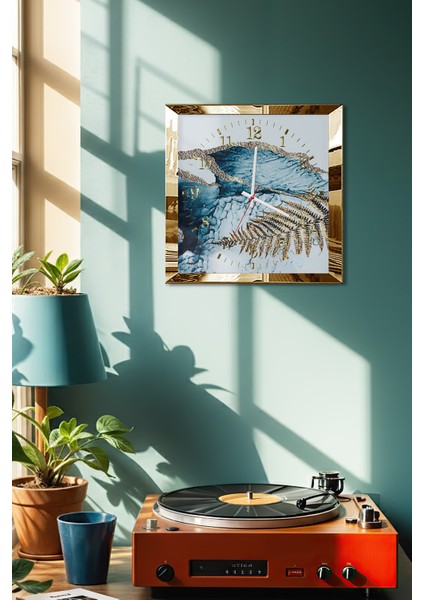 Gold Çerçeveli Doğanın Ritimleri Temalı Dekoratif Mdf Duvar Saati fırsatları