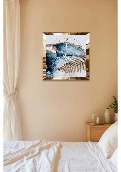 Gold Çerçeveli Doğanın Ritimleri Temalı Dekoratif Mdf Duvar Saati indirimleri