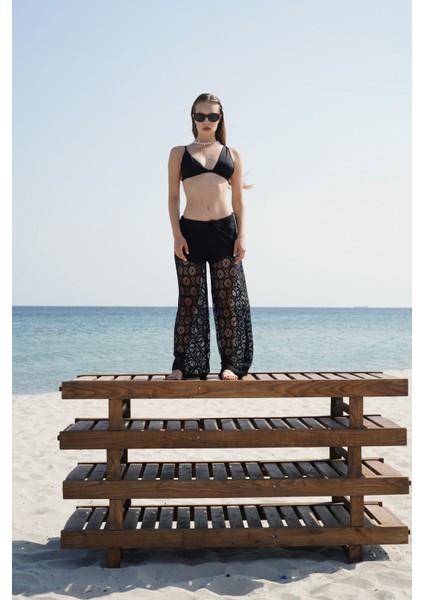 Beli Bağcıklı Dantel Siyah Pantolon modelleri