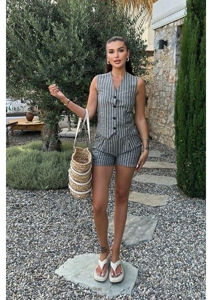 Carla Işıltılı Yelek Şort Takım 9821