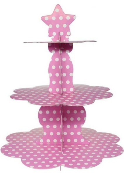 Mini Party Store Pembe Puantiyeli Kek Standı
