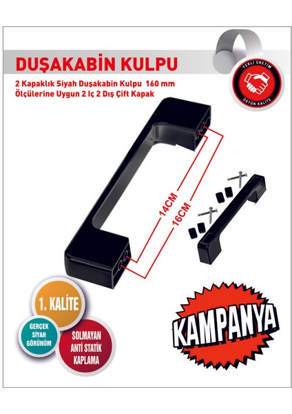 Duşakabin Cam Kapı Kare Kulp 4 Adet Duşakabin Kolu Siyah fiyatları