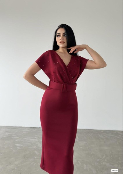 Viola Inci Detay Elbise Bordo 582167 fiyatları