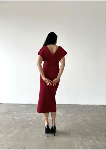 Viola Inci Detay Elbise Bordo 582167 modelleri