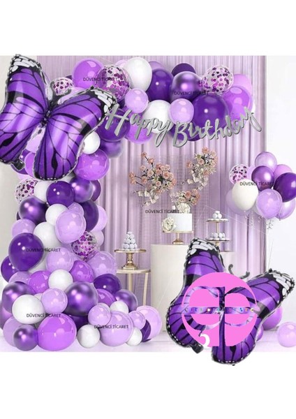 Mor Kelebek Folyolu Balon Zincir Set modelleri