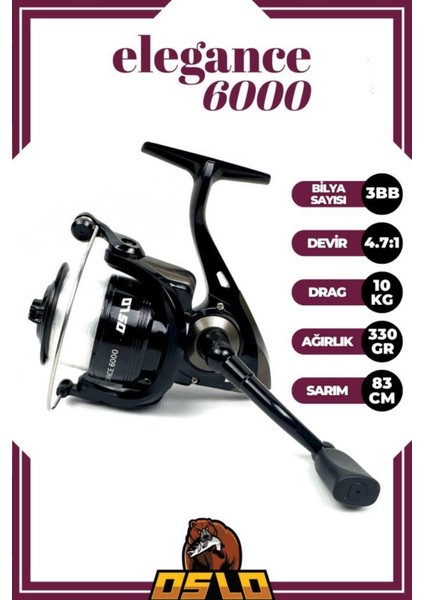 Elegance 6000 Oslo Anaconda 360CM 100-300GR Göl ve Deniz Olta Seti modelleri