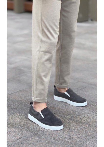 ET0339 Bağcıksız Kadife Gri Beyaz Taban Günlük Erkek Ayakkabı fiyatları