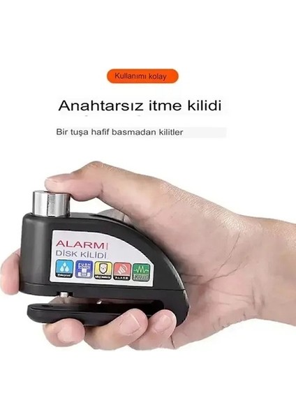 Alarmlı Disk Kilidi Motorsiklet Scooter Bisiklet Sesli Alarm 110 Desibel Yüksek Ses fiyatları