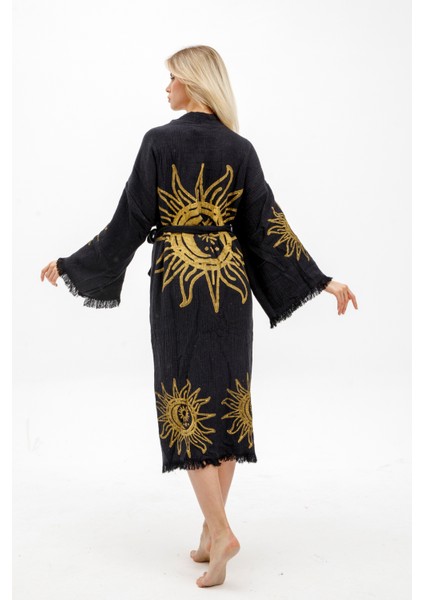 Müslin Kimono %100 Pamuklu Güneş Baskılı Desenli Bornoz Kaftan Sabahlık fiyatları