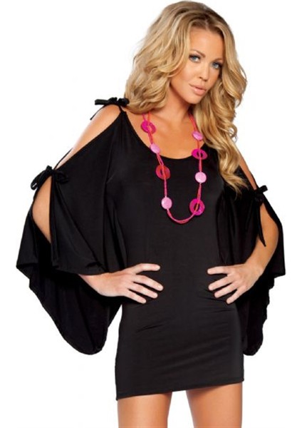 BR031034 Yarasa Fantazi Mini Elbise