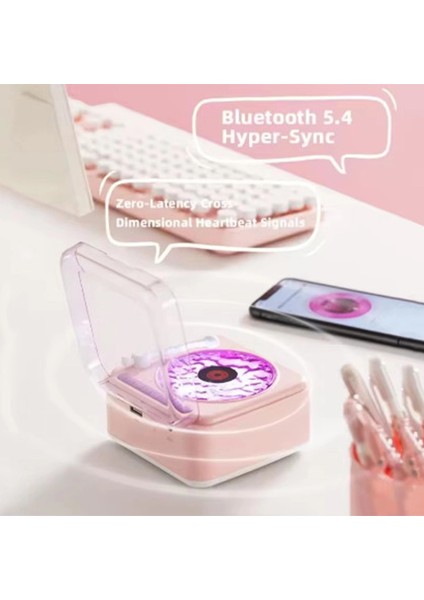 Nostalji Mini Plak Görünümlü Radyolu Bluetooth Hoparlör 3D Ses Dalgası Retro Müzik Plak Pembe fiyatları