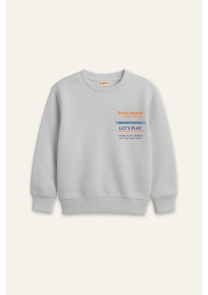 Erkek Çocuk Baskılı Sweatshirt - Gri