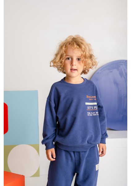 Erkek Çocuk Baskılı Sweatshirt - Lacivert