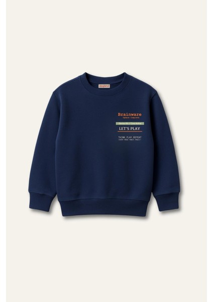 Erkek Çocuk Baskılı Sweatshirt - Lacivert fırsatları