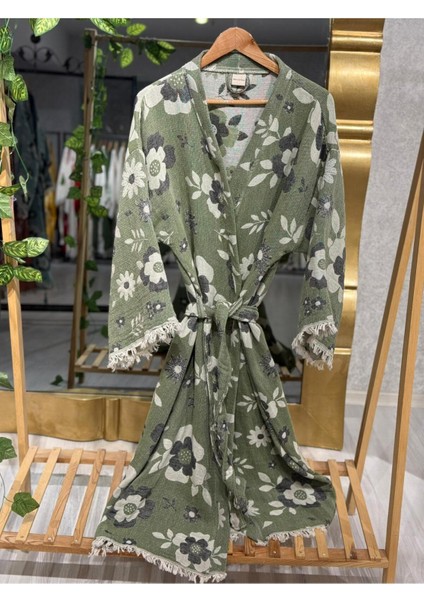 Müslin Kimono %100 Pamuklu Çiçek Desenli Jakarlı Bornoz Kaftan Sabahlık fiyatları